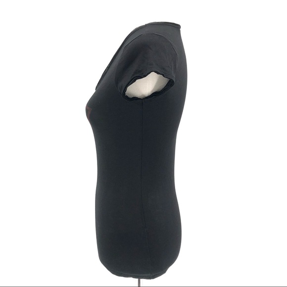 Guess Logo Black V-Neck Short Sleeve Tee, NWT - Picture 3 of 8